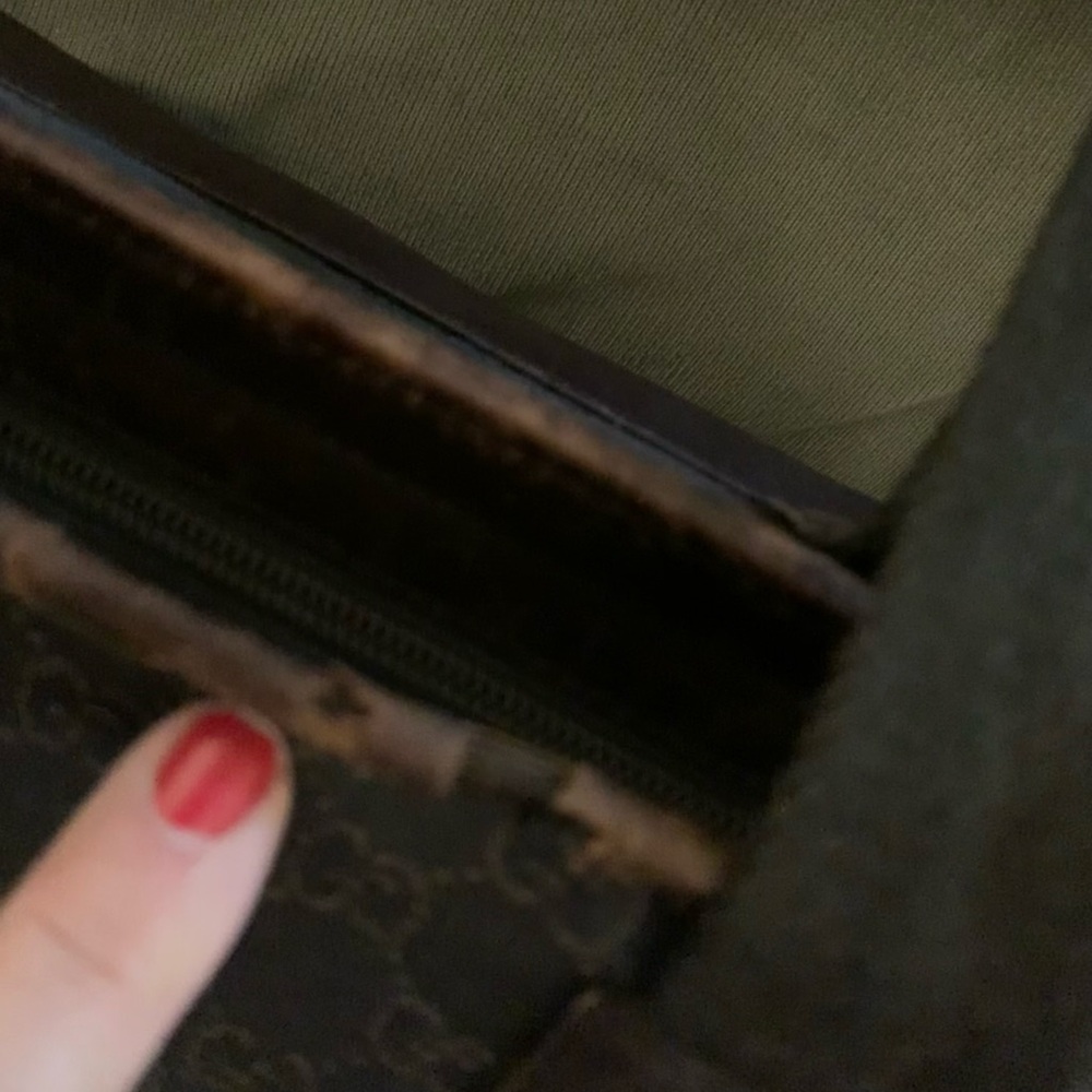 Authentic GUCCI Tote BAG Signature GG Canvas Fabric, Brown Leather Trim Purse - Picture 5 of 16